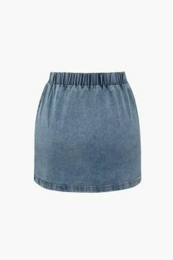 Y2K Denim Side Tie Tank Top & Wrap Mini Skirt Set - Coquette Aesthetic & Grunge Style