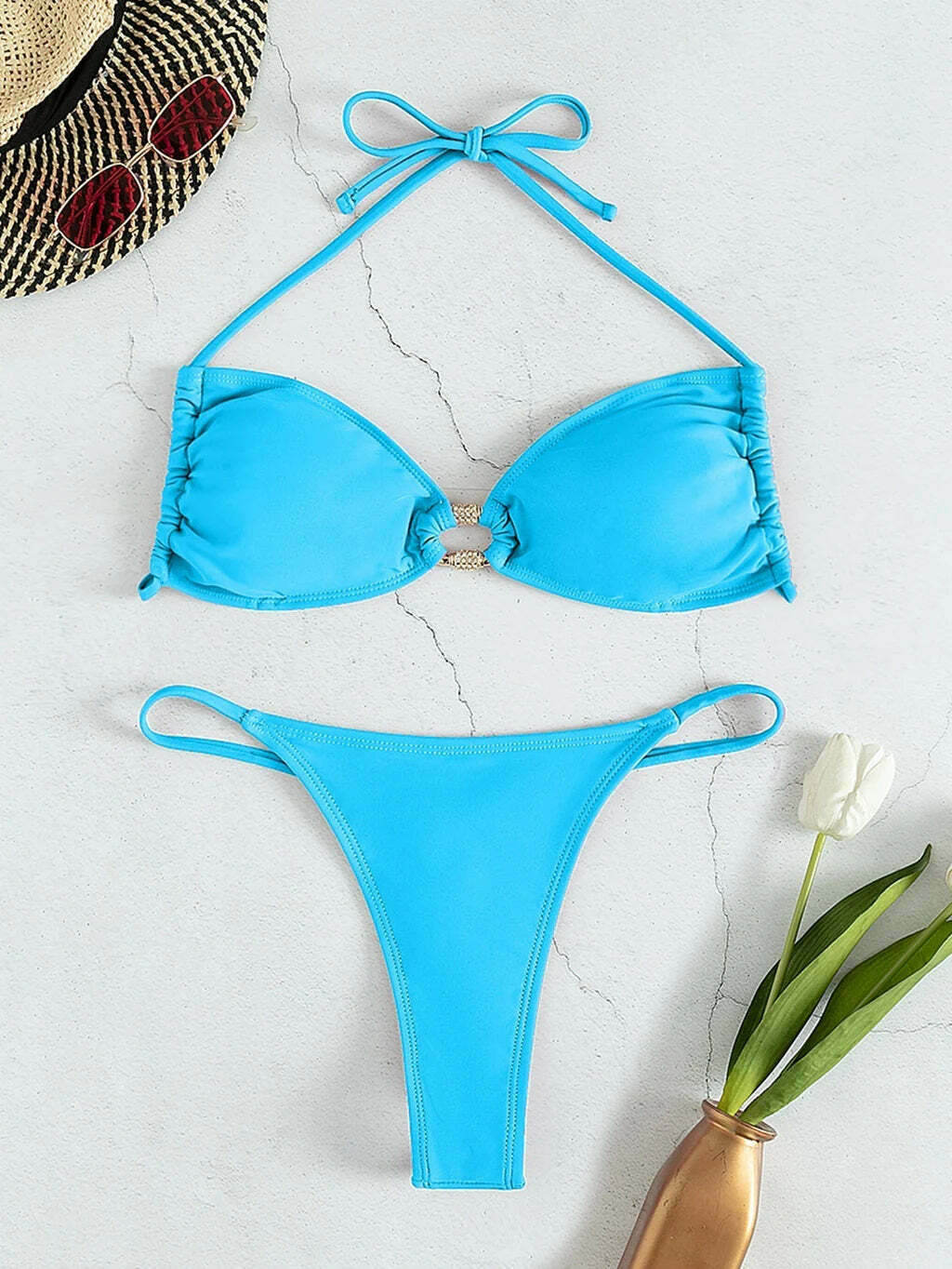 Y2K Diamond Beach Bikini: Coquette Aesthetic Strap Backless Sexy Swimwear