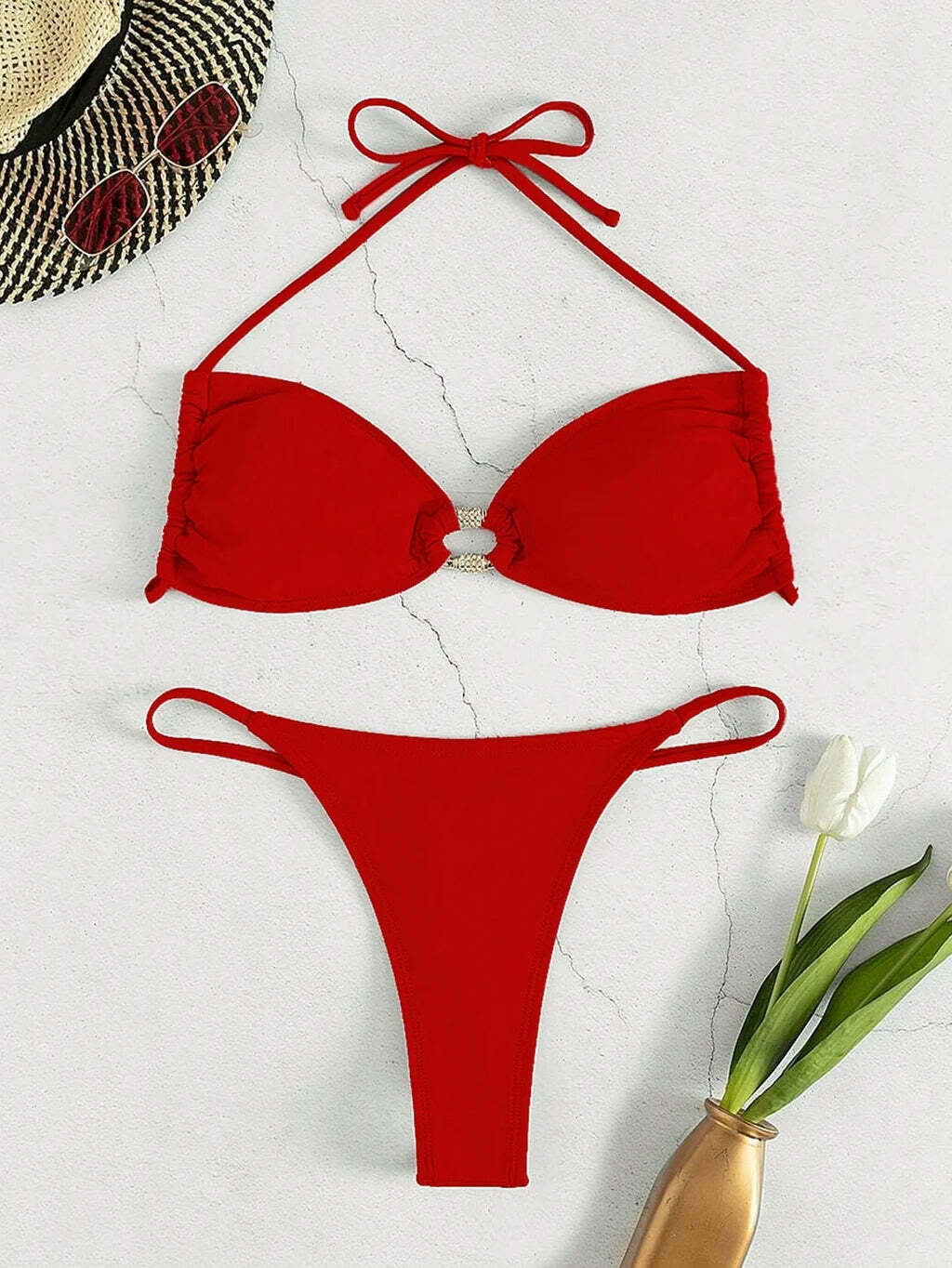 Y2K Diamond Beach Bikini: Coquette Aesthetic Strap Backless Sexy Swimwear