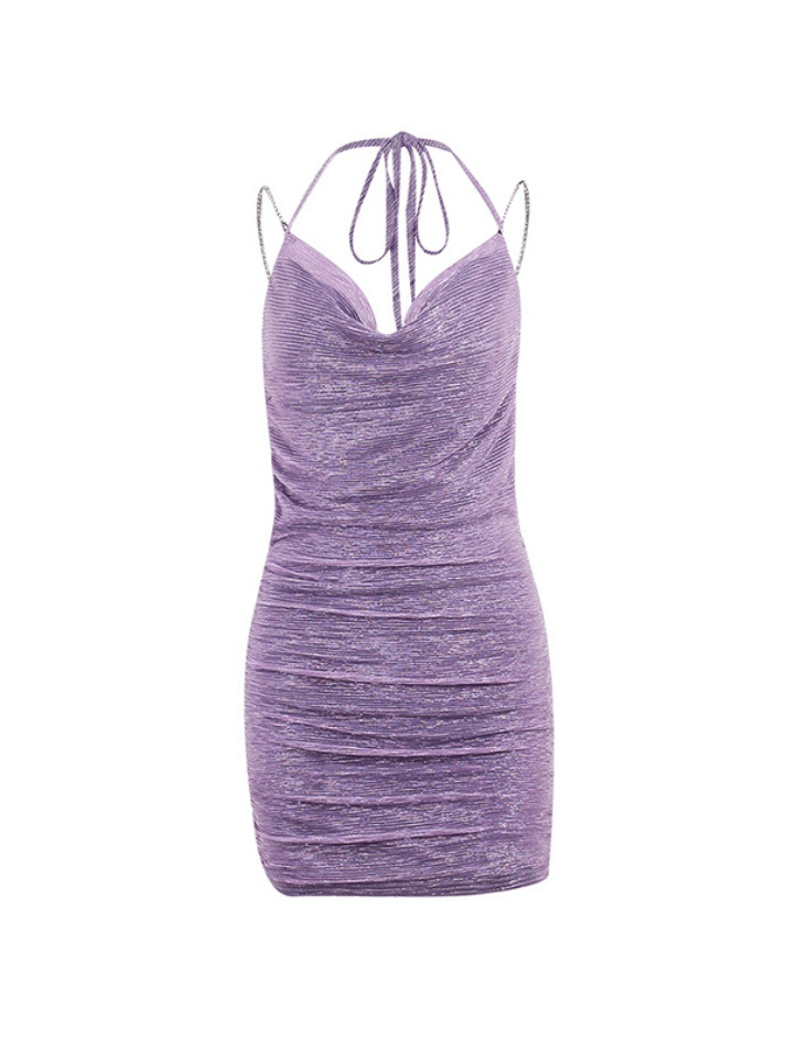 Y2K Diamond Chain Halter Backless Mini Dress - Coquette Aesthetic Grunge Style Women's Fashion