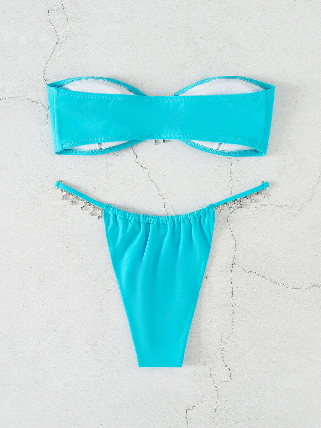 Y2K Diamond Pendant Tube Top Beach Swimsuit - Niche Women's Fashion