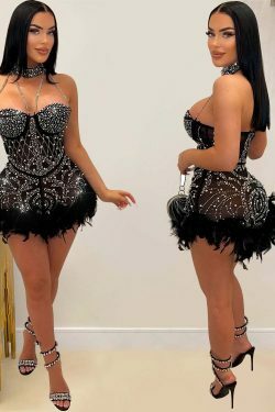Y2K Diamond Sleeveless Short Dress - Coquette Aesthetic Fashion for Women