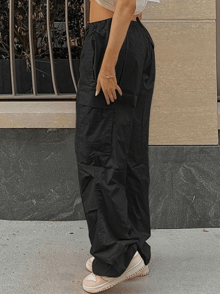 Y2K Drawstring Cargo Pants: Baggy Style for Women's Fashion Aesthetics