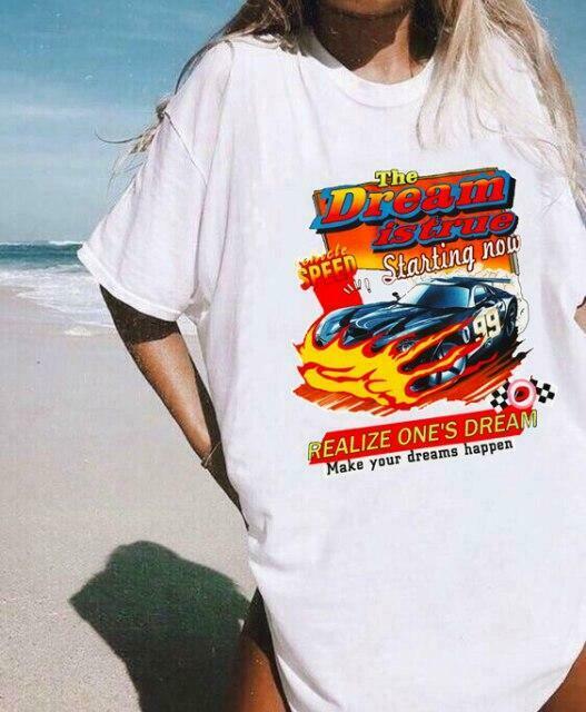 Y2K DreamCar Graphic Tee - Coquette Aesthetic Grunge Style Shirt for Women