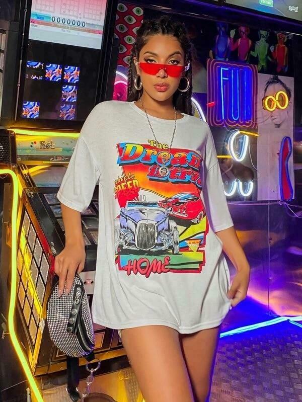 Y2K DreamCar Graphic Tee - Coquette Aesthetic Grunge Style Shirt for Women