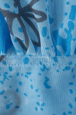 Y2K Fashion Blue Print Cropped Corset Top: Coquette Aesthetic, Grunge Style, Pastel Goth