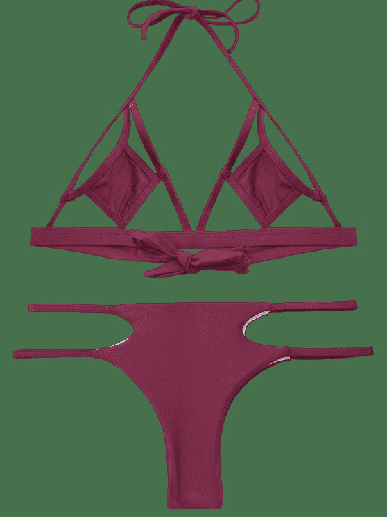 Y2K Fashion Bralette Cut Out Bikini - Coquette Aesthetic Grunge Style Cute Tops & Cargo Skirt
