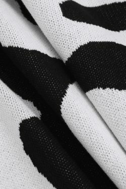 Y2K Fashion Colorblock One Shoulder Slit Knit Dress - Coquette Aesthetic Grunge Style
