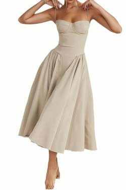Y2K Fashion Coquette Aesthetic Backless Pleated Dress for Women - Grunge Style Slim Mid-Length