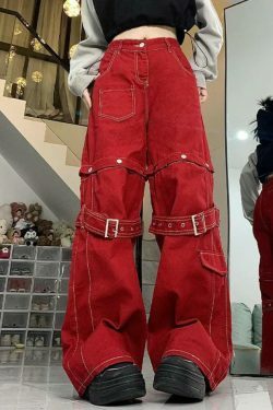 Y2K Fashion Coquette Aesthetic Cargo Skirt with Top-Stitching & Removable Wide Leg Pants