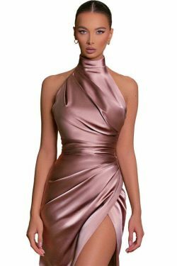 Y2K Fashion Coquette Aesthetic Halter Neck Slit Slim Dress - Grunge Style Cargo Skirt Outfit