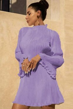 Y2K Fashion Double-Layered Pleated Bell Sleeve Hip Dress - Coquette Aesthetic Grunge Style