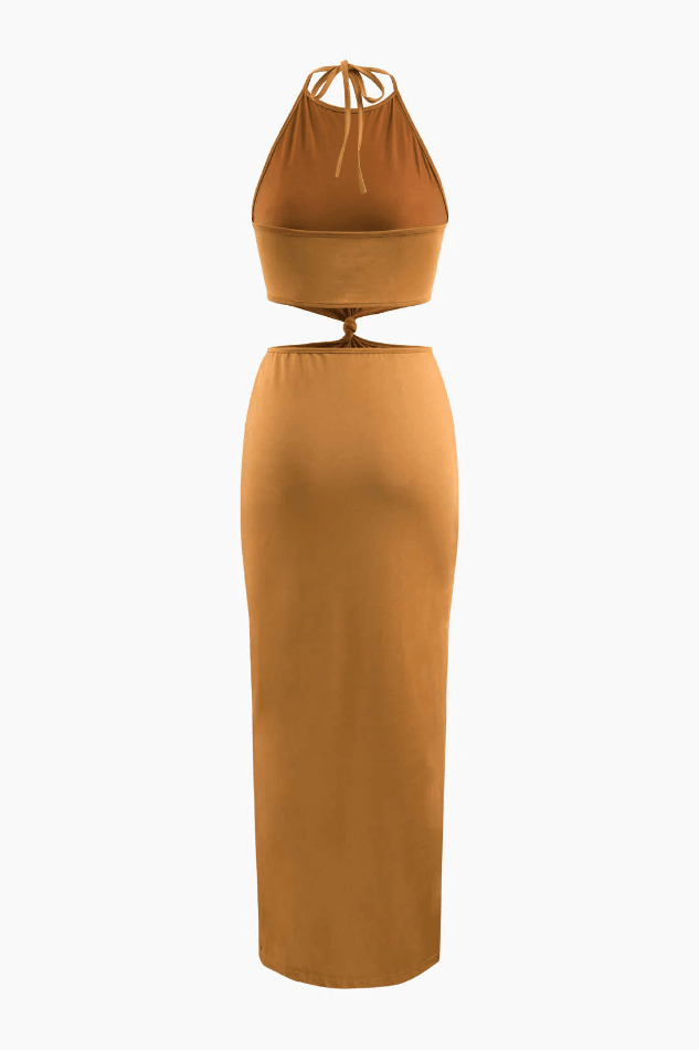 Y2K Fashion Halter Maxi Dress - Coquette Aesthetic, Grunge Style, Pastel Goth