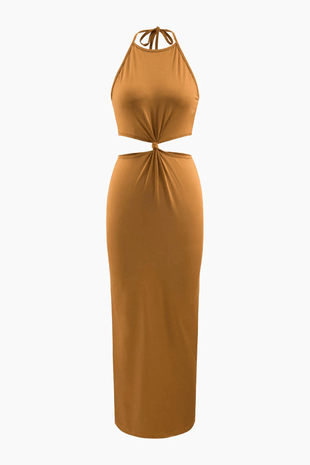 Y2K Fashion Halter Maxi Dress - Coquette Aesthetic, Grunge Style, Pastel Goth