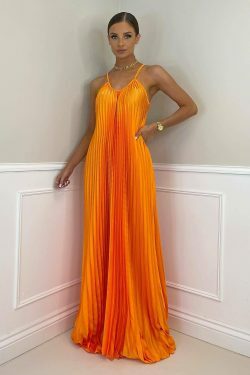 Y2K Fashion Halter Neck Dress: Elegant Pleated Long Dress - Coquette Aesthetic,