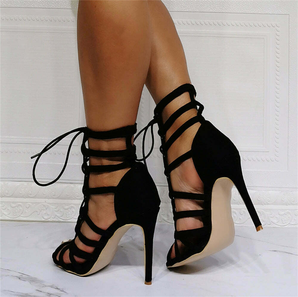 Y2K Fashion High-Heeled Sandals - Coquette Aesthetic, Grunge Style, Cute Tops