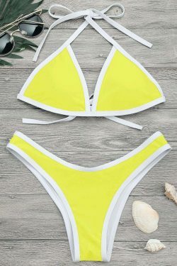 Y2K Fashion High Cut Contrast Piping Bikini Set - Retro Coquette Aesthetic Swimwear