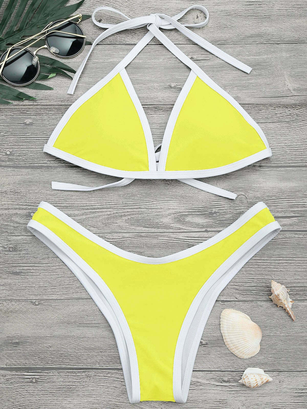 Y2K Fashion High Cut Contrast Piping Bikini Set - Retro Coquette Aesthetic Swimwear