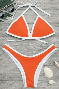 Y2K Fashion High Cut Contrast Piping Bikini Set - Retro Coquette Aesthetic Swimwear