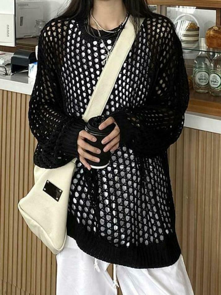 Y2K Fashion Knit Cutout Top - Coquette Aesthetic, Grunge Style, Pastel Goth