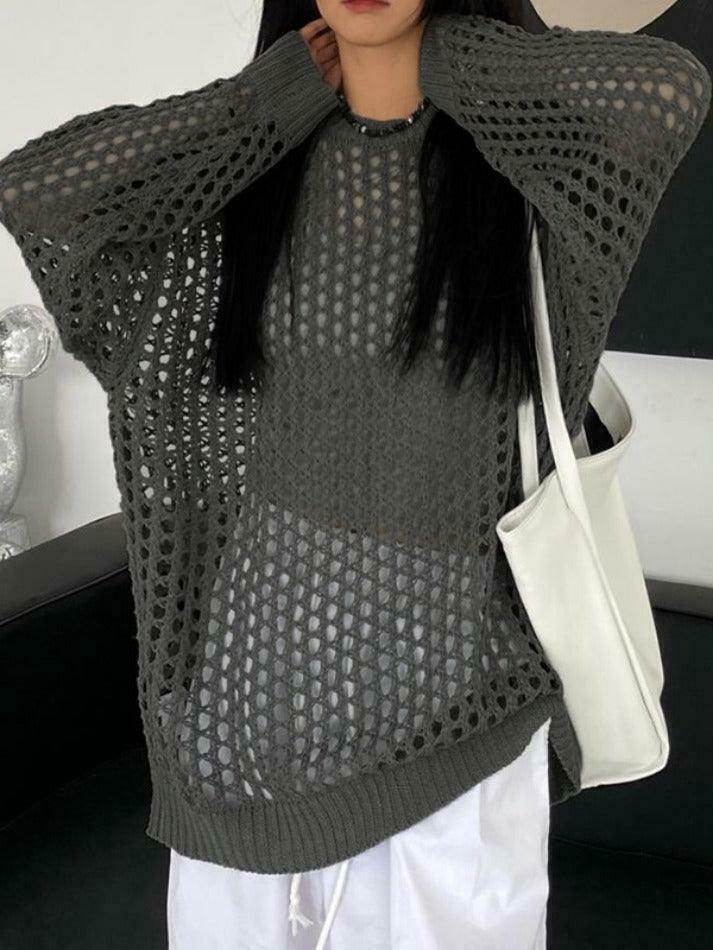 Y2K Fashion Knit Cutout Top - Coquette Aesthetic, Grunge Style, Pastel Goth