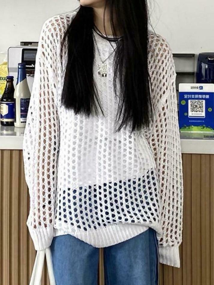 Y2K Fashion Knit Cutout Top - Coquette Aesthetic, Grunge Style, Pastel Goth