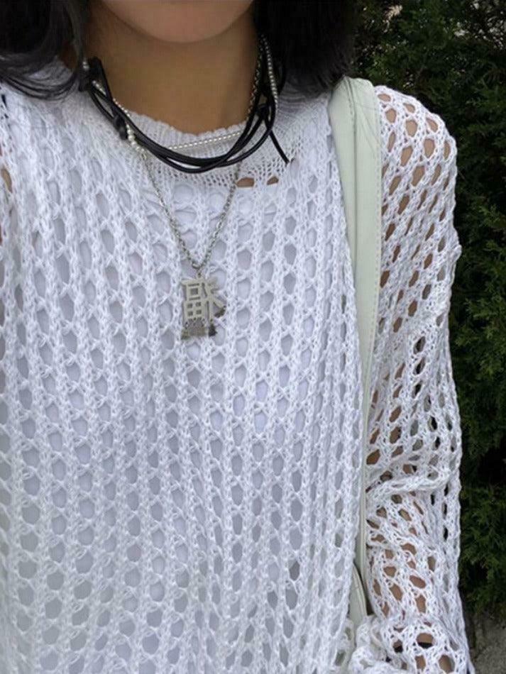 Y2K Fashion Knit Cutout Top - Coquette Aesthetic, Grunge Style, Pastel Goth