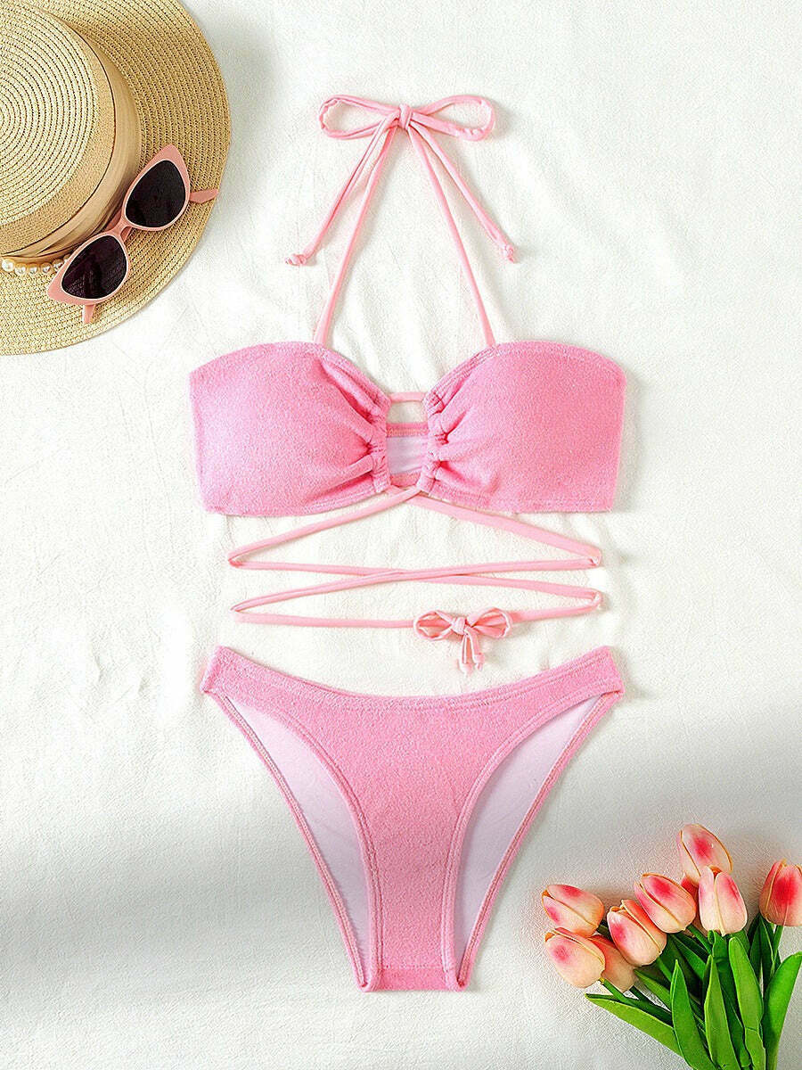Y2K Fashion Lace-Up Swimsuit: Coquette Aesthetic, Grunge Style, Pastel Goth