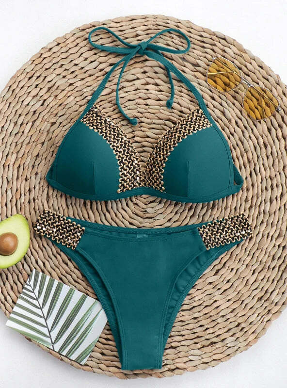 Y2K Fashion Lady Ribbon Bikini - Coquette Aesthetic Grunge Style Cute Tops & Cargo Skirt