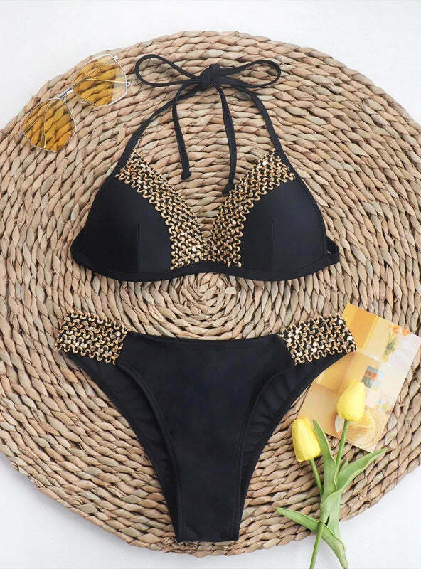 Y2K Fashion Lady Ribbon Bikini - Coquette Aesthetic Grunge Style Cute Tops & Cargo Skirt