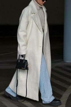 Y2K Fashion Lapel Plush Long Coat - Coquette Aesthetic Grunge Style Women's Winter Jacket