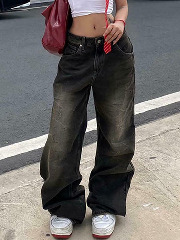 Y2K Fashion: Low Waist Wide-Leg Jeans - Coquette Aesthetic, Grunge Style