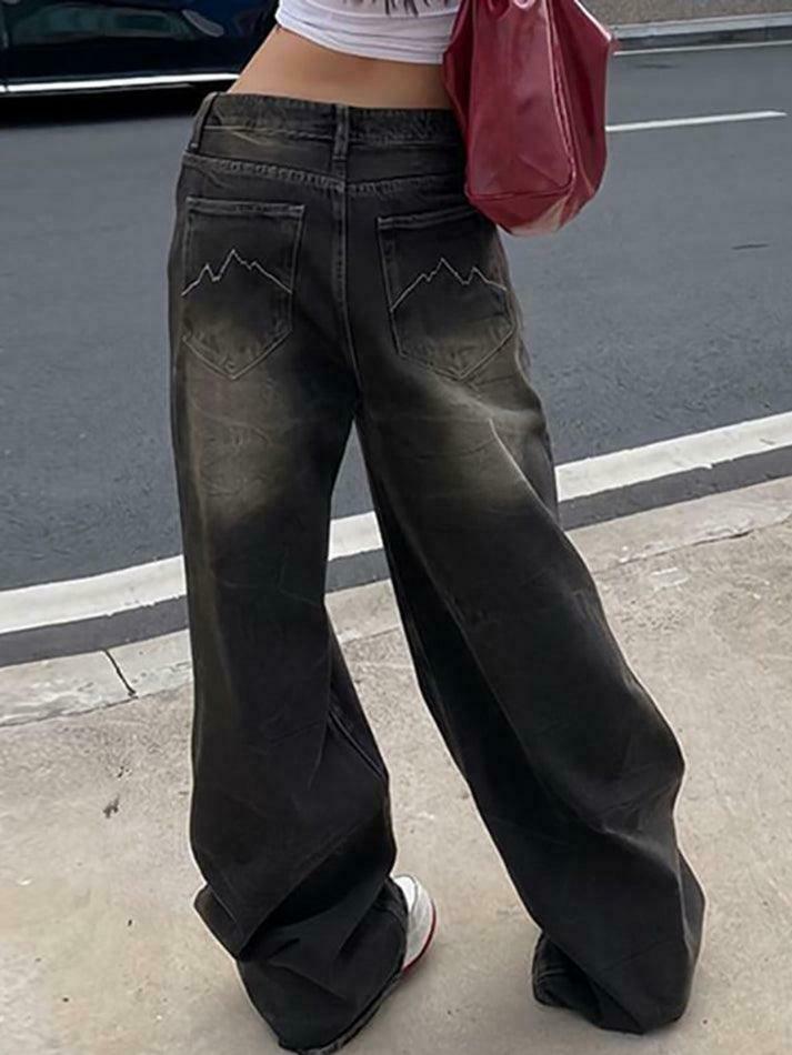 Y2K Fashion: Low Waist Wide-Leg Jeans - Coquette Aesthetic, Grunge Style