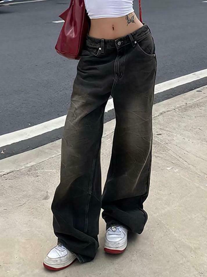 Y2K Fashion: Low Waist Wide-Leg Jeans - Coquette Aesthetic, Grunge Style