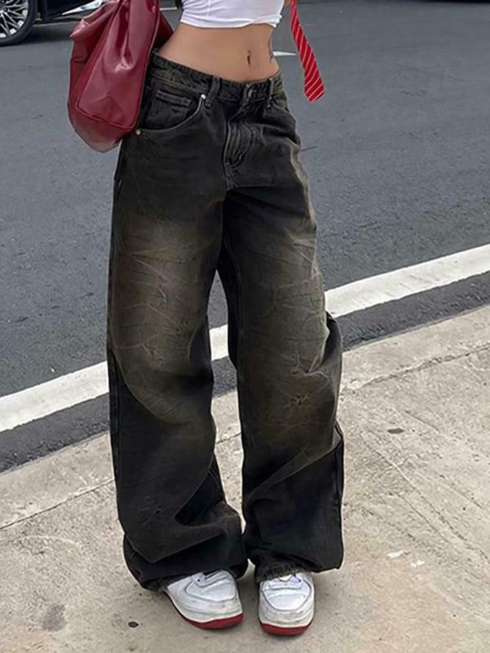 Y2K Fashion: Low Waist Wide-Leg Jeans - Coquette Aesthetic, Grunge Style