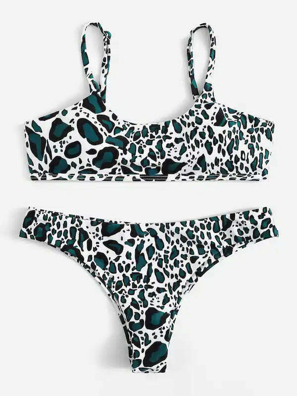 Y2K Fashion Low Waisted Cami Bikini - Coquette Aesthetic Grunge Style - Cute Tops & Cargo Skirt
