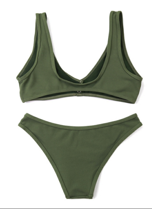 Y2K Fashion: Low Waisted Padded V Neck Bikini Set for Coquette Aesthetic Women