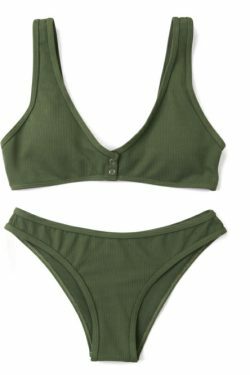 Y2K Fashion: Low Waisted Padded V Neck Bikini Set for Coquette Aesthetic Women