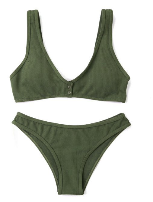 Y2K Fashion: Low Waisted Padded V Neck Bikini Set for Coquette Aesthetic Women