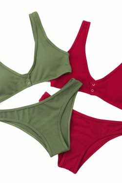 Y2K Fashion: Low Waisted Padded V Neck Bikini Set for Coquette Aesthetic Women