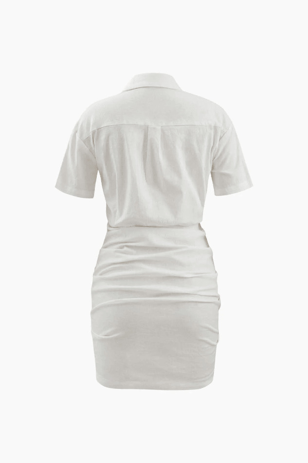Y2K Fashion Mini Shirt Dress with Chest Pocket Cut Out - Coquette Aesthetic, Grunge Style, Pastel