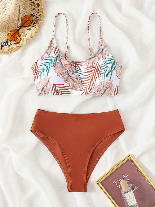 Y2K Fashion Printed Tube Top & High Waist Thong Bikini Set - Coquette Aesthetic