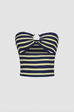 Y2K Fashion Ring Cut Out Tube Top - Coquette Grunge Aesthetic Cute Tops Goth Makeup