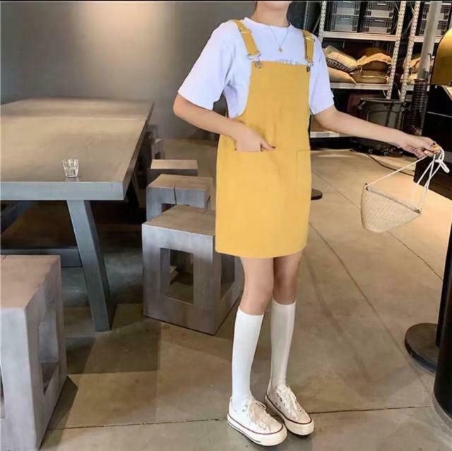 Y2K Fashion: School Bus Dungarees for Women - Coquette Aesthetic Cargo Skirt & Grunge Style Outfit