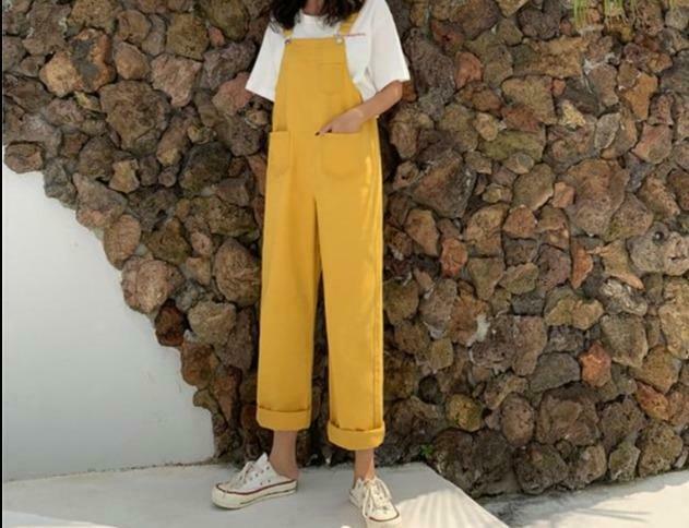 Y2K Fashion: School Bus Dungarees for Women - Coquette Aesthetic Cargo Skirt & Grunge Style Outfit