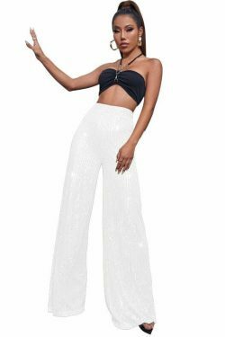 Y2K Fashion Sequined Drape Pants: Coquette & Grunge Aesthetic, Cute Tops