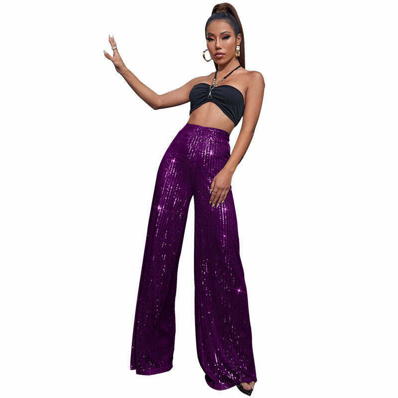 Y2K Fashion Sequined Drape Pants: Coquette & Grunge Aesthetic, Cute Tops