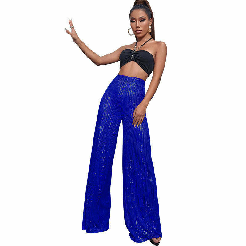 Y2K Fashion Sequined Drape Pants: Coquette & Grunge Aesthetic, Cute Tops