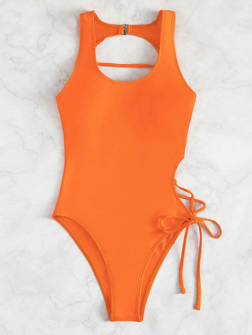 Y2K Fashion: Sexy Hollow Lace-Up One Piece Bikini - Coquette Aesthetic Beachwear