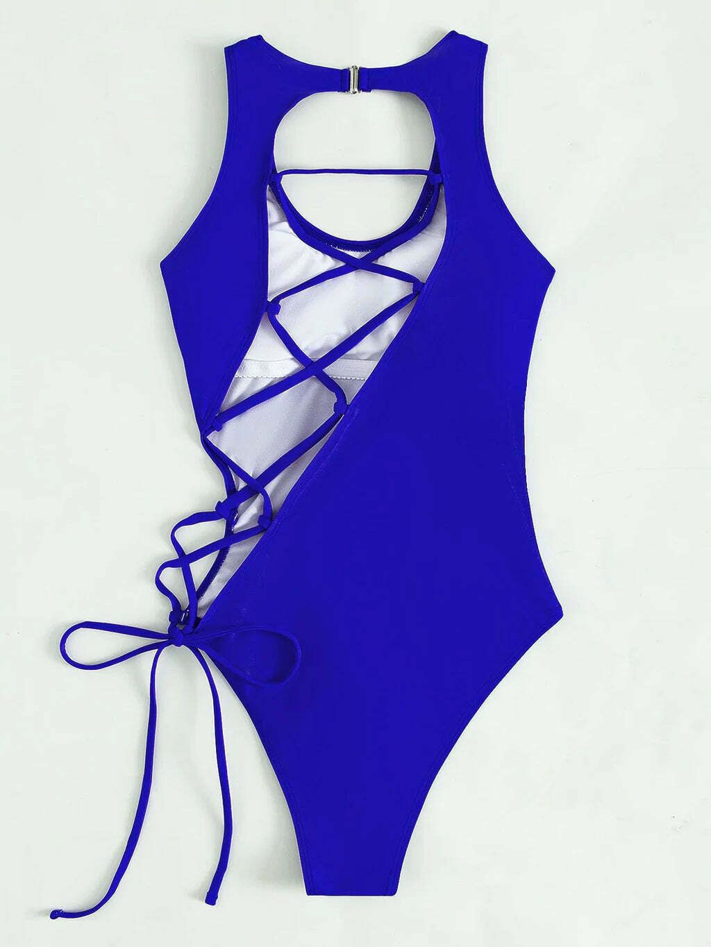 Y2K Fashion: Sexy Hollow Lace-Up One Piece Bikini - Coquette Aesthetic Beachwear